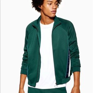 TOPMAN mens track full zip jacket size S green NWT